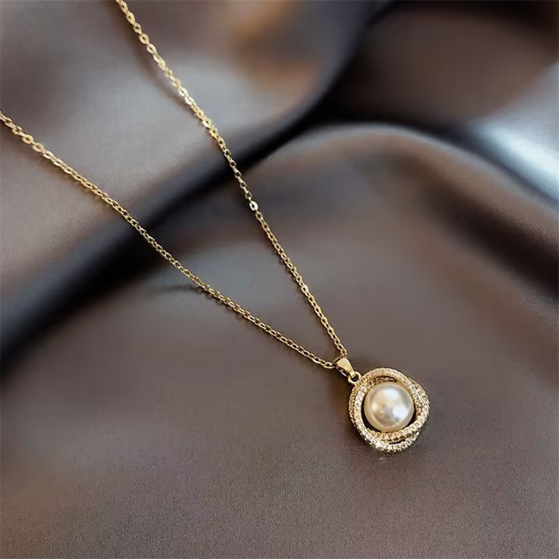 Collier haut de gamme pour femme, collection 2024, tendance influenceuses internet, pendentif perle, chaîne clavicule de luxe, vente en gros_voghion.com