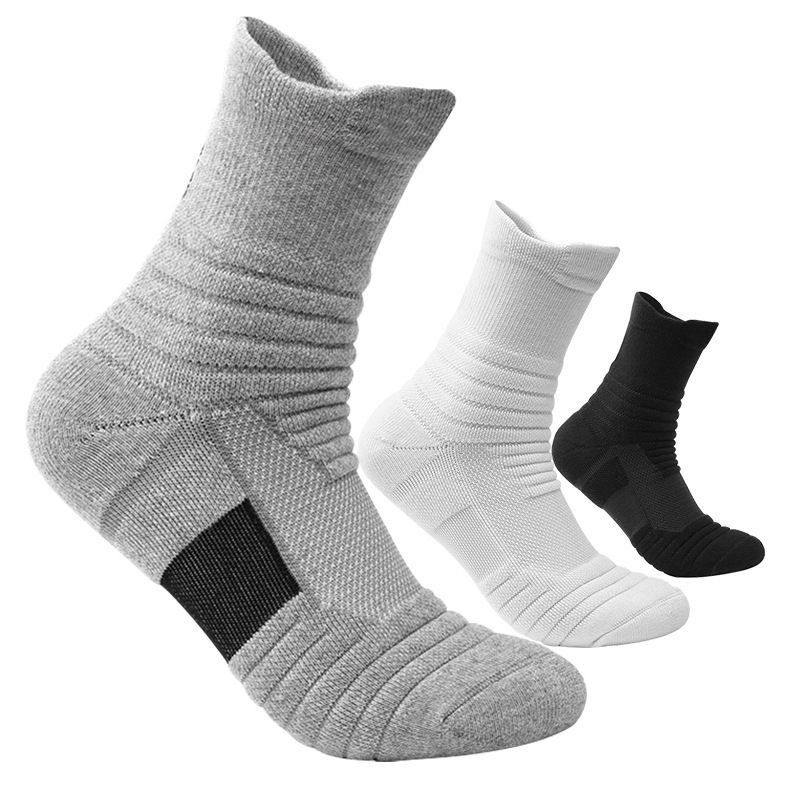 Calcetines de baloncesto para hombre, calcetines de rizo gruesos, calcetines de élite, calcetines de longitud media, calcetines altos para correr al aire libre, calcetines deportivos_voghion.com