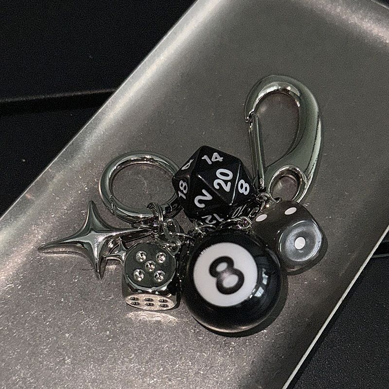 Men And Women's Jewelry Ironworks Original Dice Black 8 Beaded Bag Charm Handmade Trendy Design Keychain Accessory For Outfit Styling_voghion.com