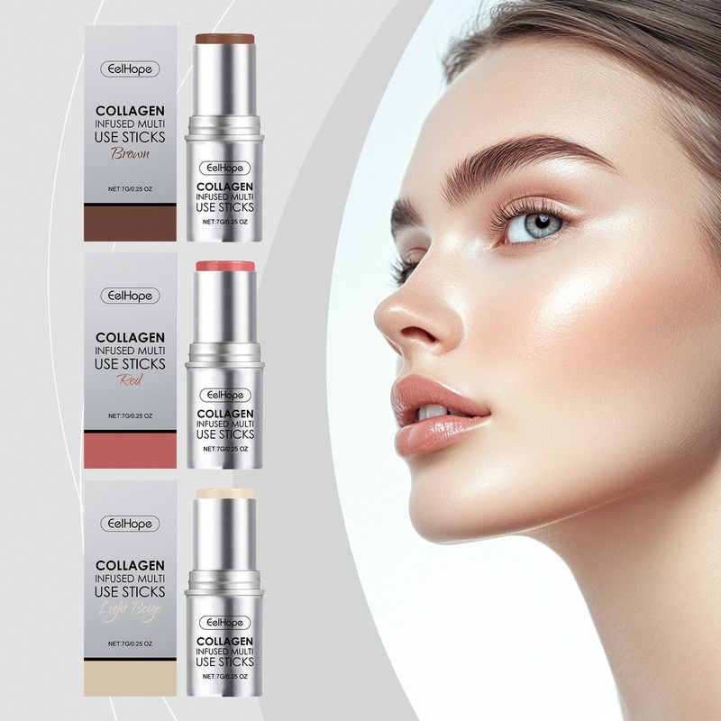 EELHOPE Collagen Moisturizing Natural Blush Lipstick Highlight Makeup Stick_voghion.com