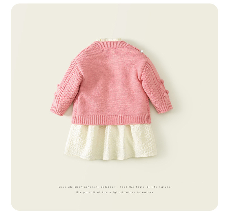 Robe d'automne pour filles, Cardigan, pull, manches longues, ensemble deux pièces pour enfants_voghion.com
