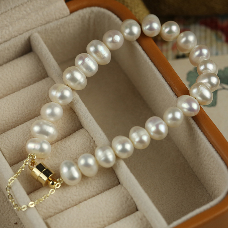 popolare braccialetto di perle d'acqua dolce braccialetto dal design semplice e alla moda braccialetto elegante in stile corte_voghion.com