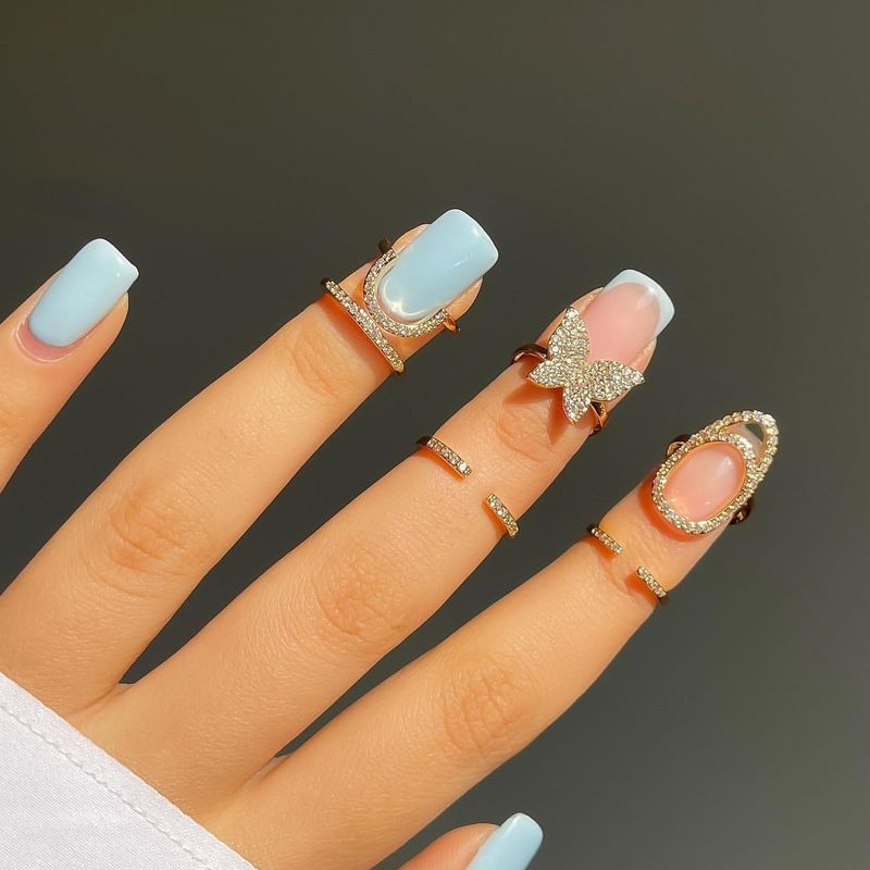 2025 Neuheiten Mode Gothic Metall Linie Dünne Nagel Ringe Mädchen Täglichen Kristall Fingertip Schutzhülle Schmuck Zubehör für Frauen_voghion.com