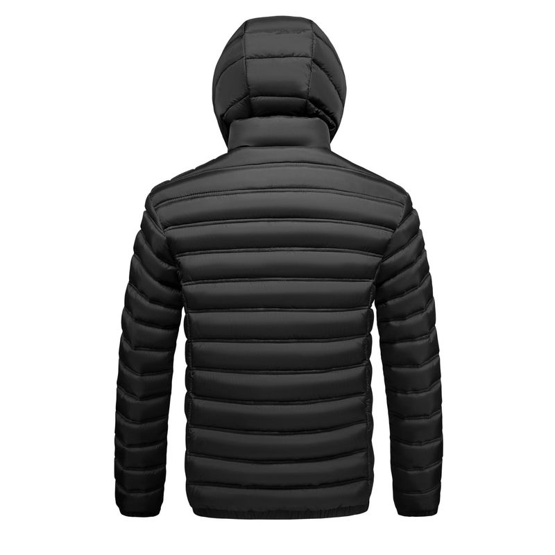 Giacca con cappuccio foderata in pile da uomo - Cappotto trapuntato leggero per l'inverno, capospalla casual con chiusura a cerniera_voghion.com