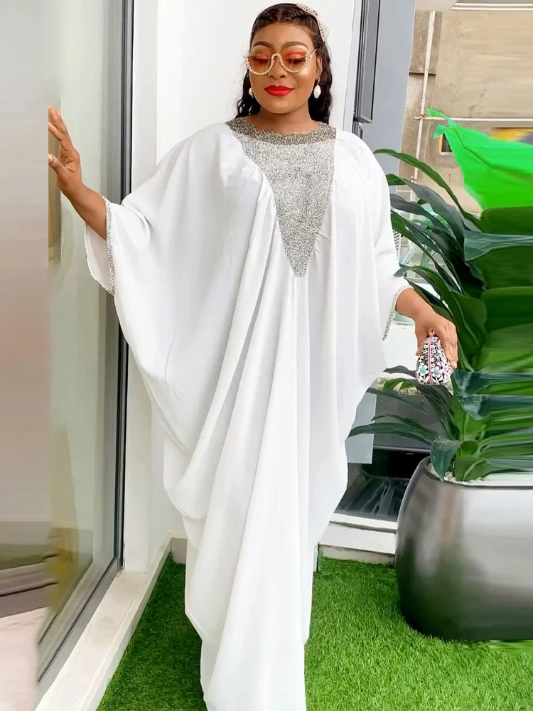 Weiße Kleider für Frauen Dubai Afrikanische Abayas Kaftane Langarm Partykleid Türkei Wedd Boubou Ankara Robe_voghion.com