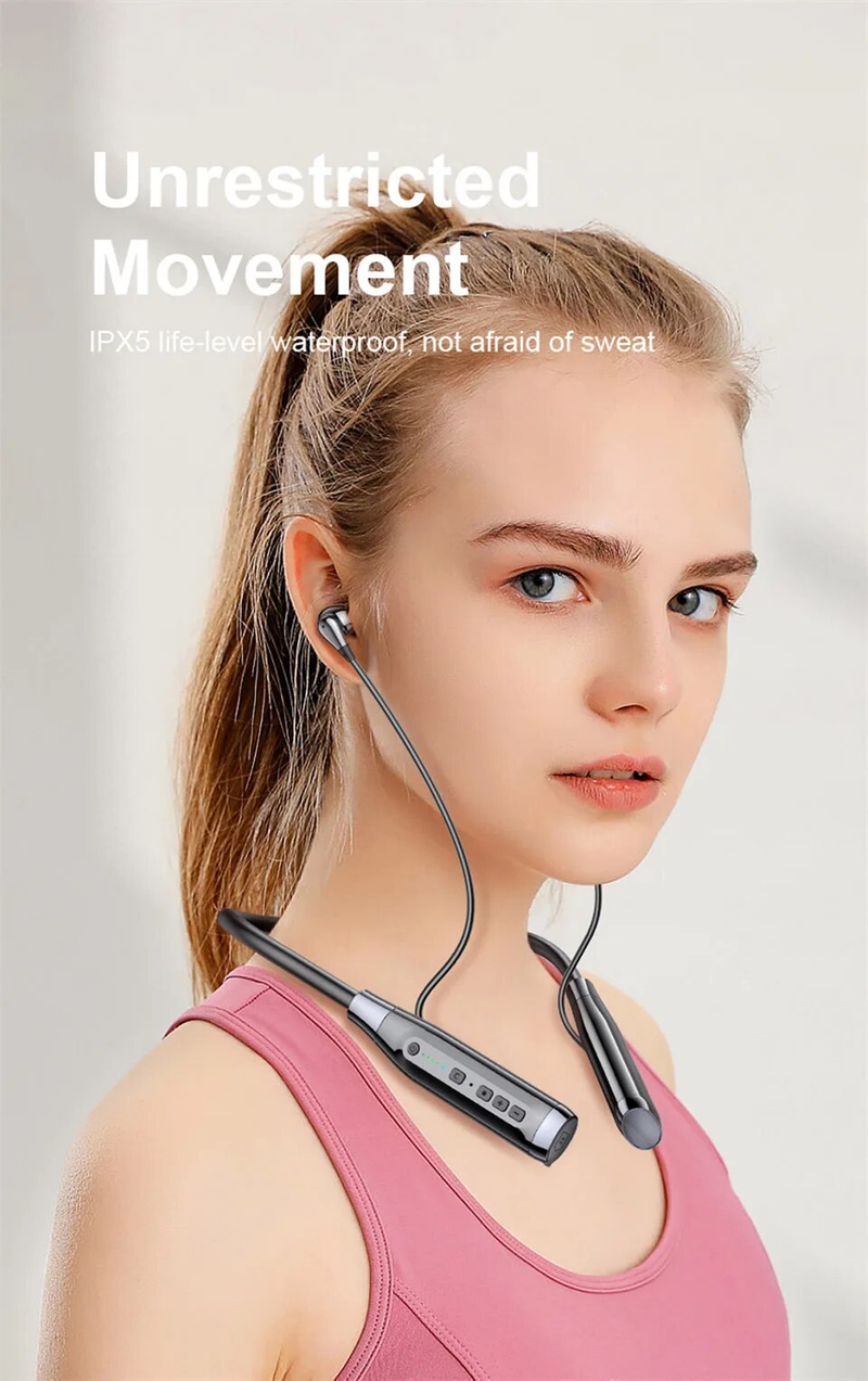 Wireless Headset Necklace And Bluetooth Headset 100-hour Long Battery With Microphone Earmuff Sports Noise Reduction_voghion.com