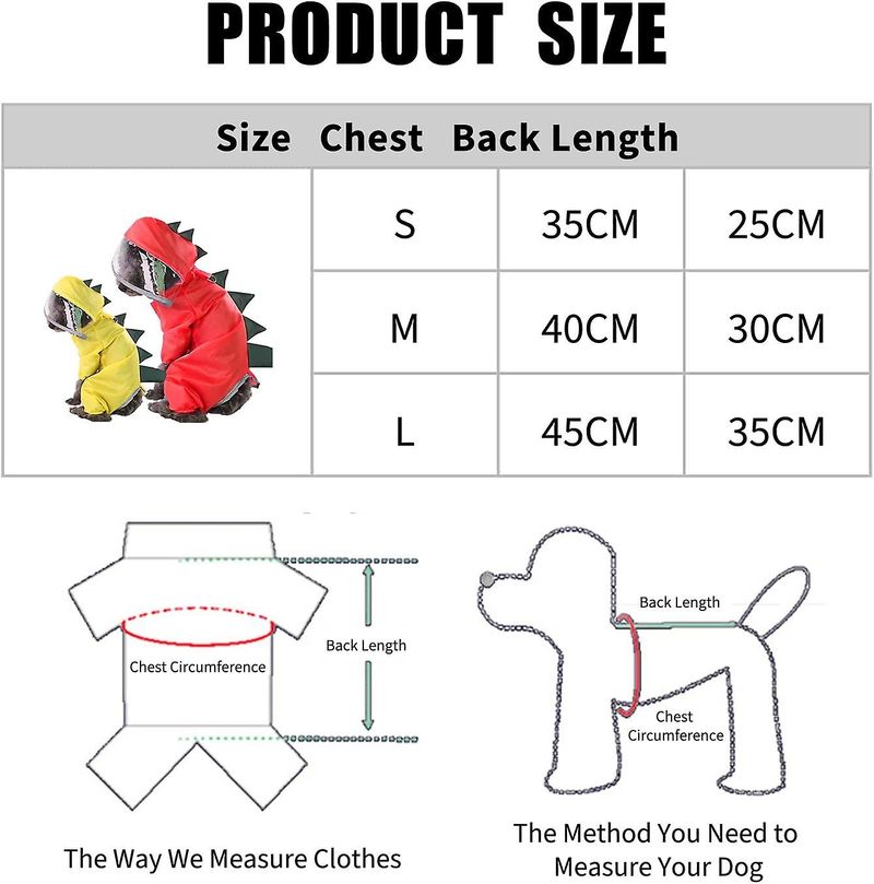 Dog Raincoat with Hood and Collar Hole, Hooded Dog Raincoat, (S)_voghion.com