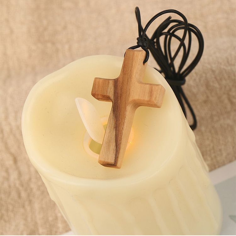 Handmade Olive Wood Cross Necklace Olive Wood Cross Pendant Gift_voghion.com