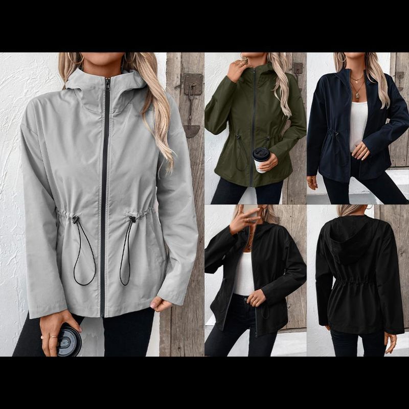 Men's Waterproof Hooded Windbreaker Jacket - Lightweight Raincoat For Outdoor Hiking, Camping & Travel - Breathable Polyester Windproof Coat In Black_voghion.com