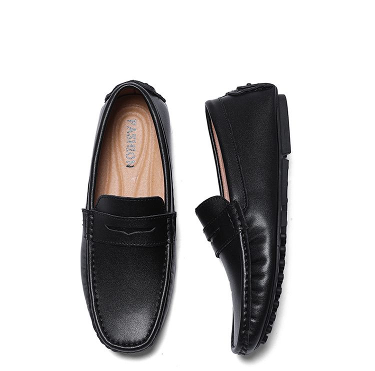 Men's Bean Shoes Casual Leather Shoes Big Size Lazy Man A Pedal Drive_voghion.com