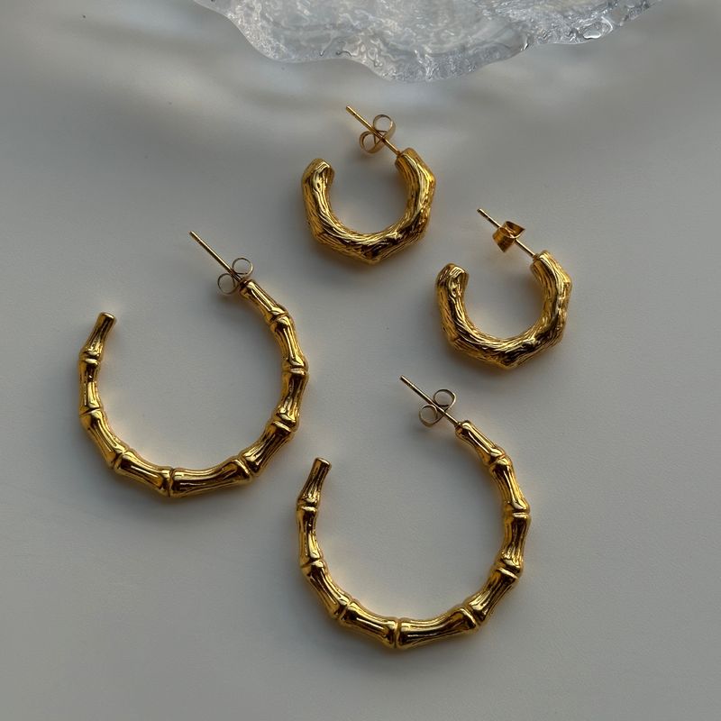 INS Nicchia alla moda INS Retro Orecchini in acciaio al titanio con nodo di bambù_voghion.com