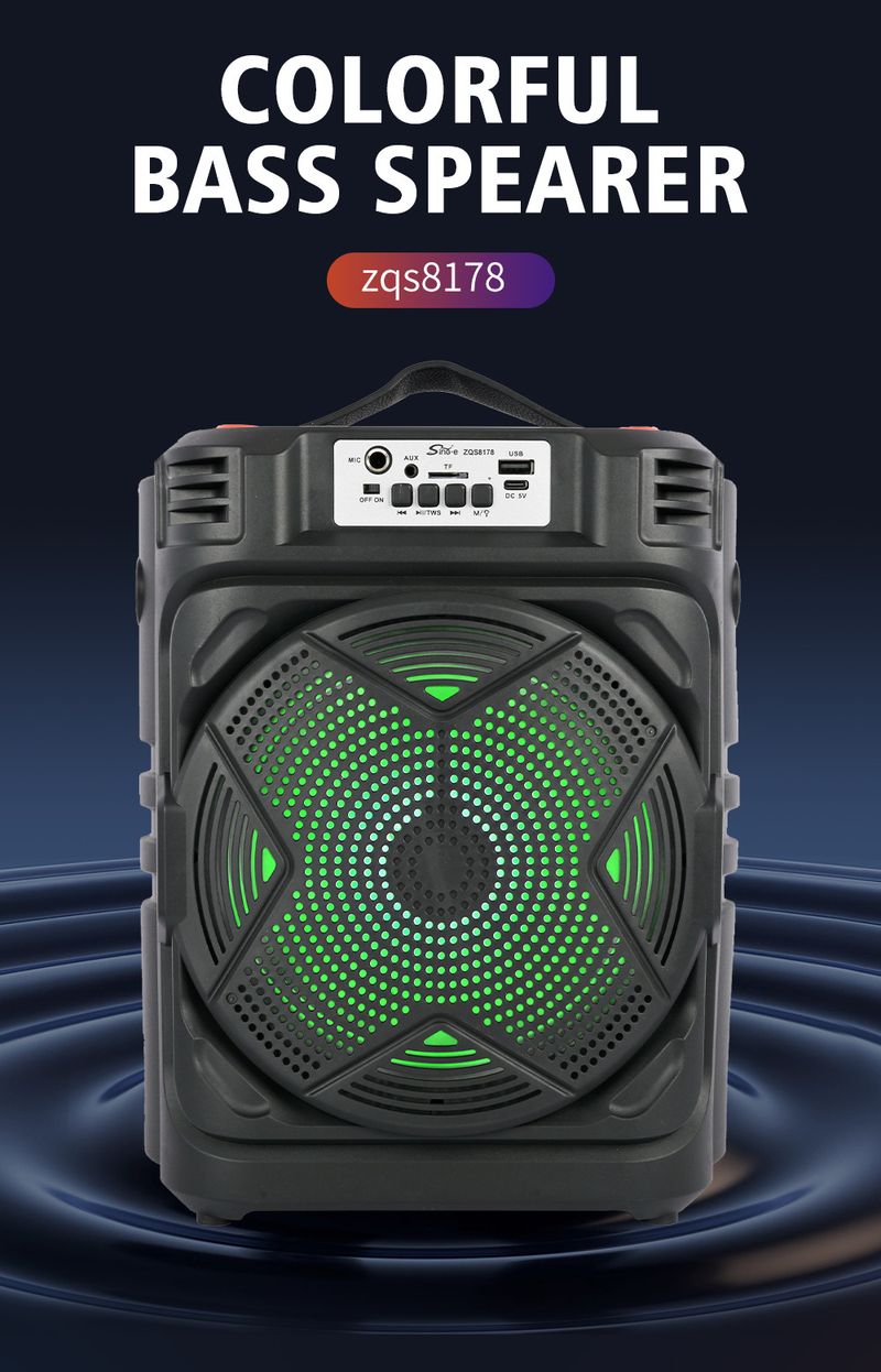 Haut-parleur portable d'extérieur Bluetooth ZQS8178, caisson de basses portable haute puissance, audio karaoké_voghion.com