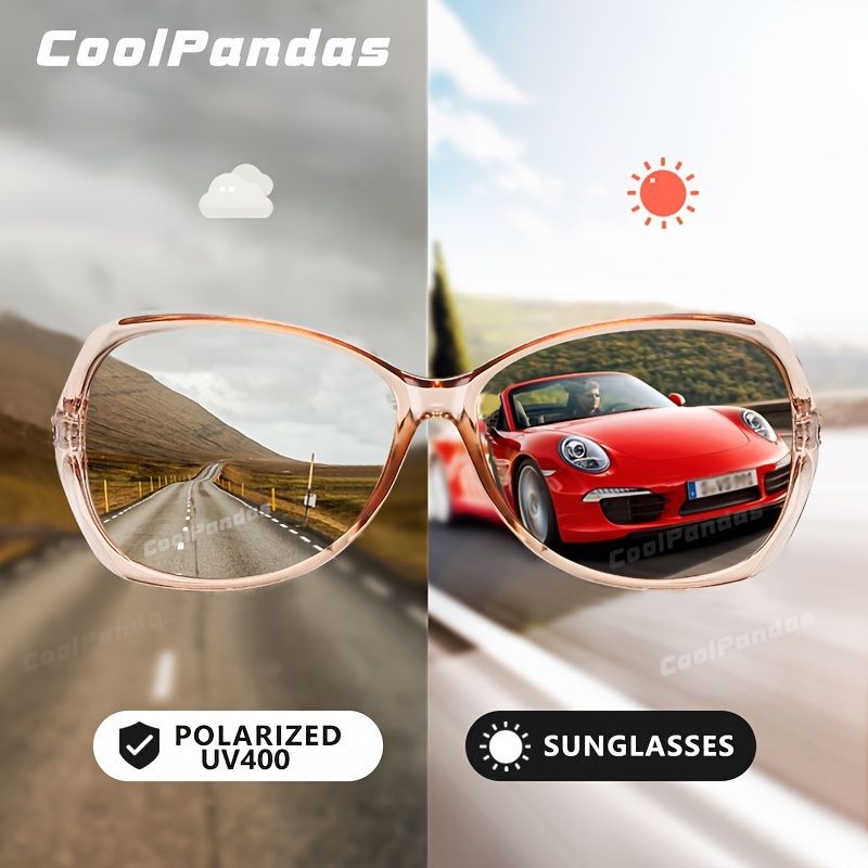 Modische HD-Photochrom-Sonnenbrille für Damen, polarisierte Gläser für Autofahren und Reisen, übergroße, ultraleichte Luxus-Sonnenbrille für Damen_voghion.com