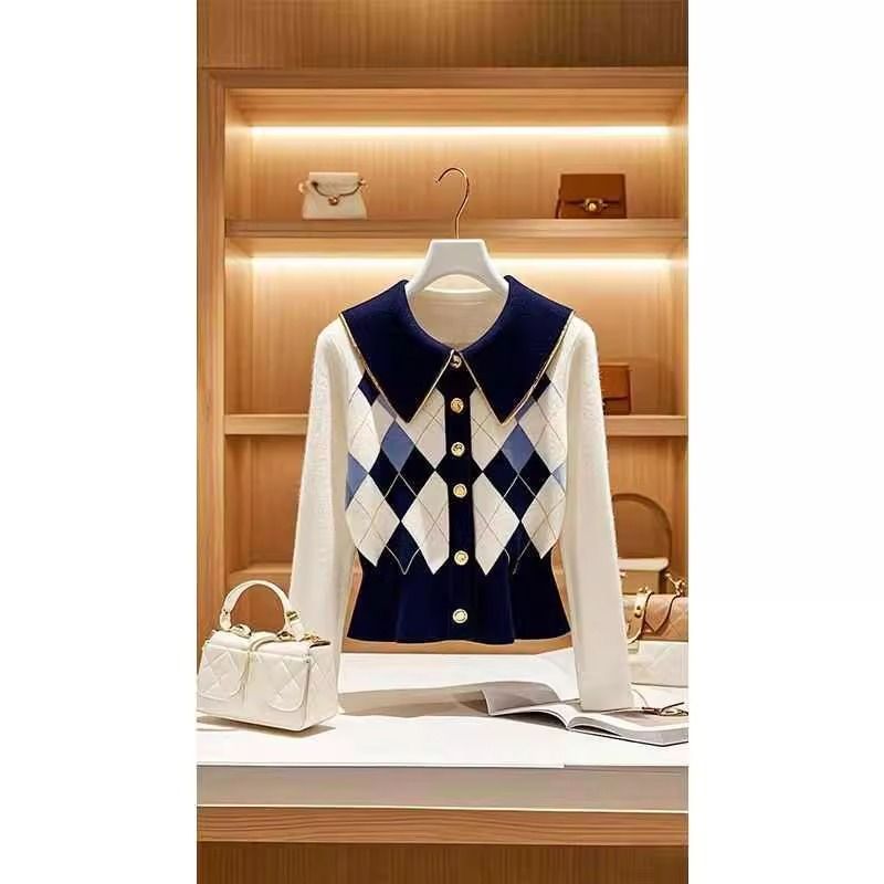 Dameskleding Herfst- en wintermode voor straatsterrenoutfits voor vrouwen, nieuwe high-end diamanten trui, strakke rok, tweedelig pak_voghion.com