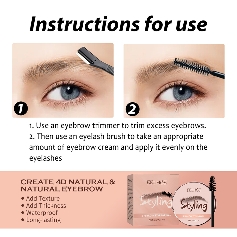 EELHOE Wenkbrauwvormset Hoogtepunten Wenkbrauwen Gelamineerd effect is niet gemakkelijk te verwijderen Make-up en natuurlijke driedimensionale wenkbrauwwas_voghion.com