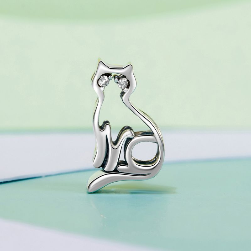 Charme de gato vazado em prata esterlina, SCC2954_voghion.com