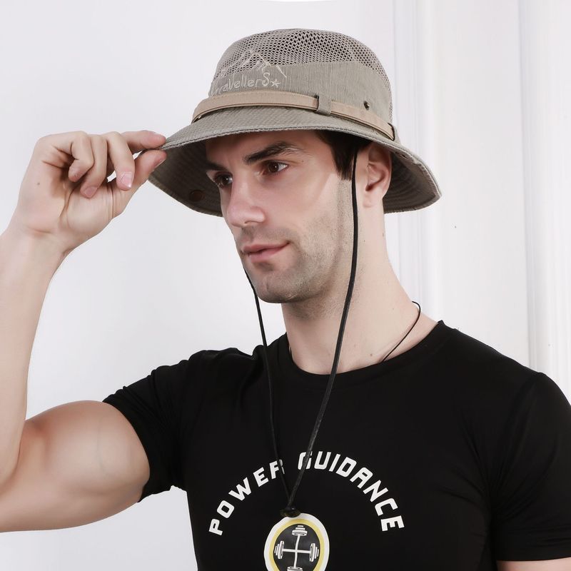 Mode Neue Outdoor Eimer Sommer Atmungsaktive Panama Kappe Baumwolle Dschungel Angeln Mesh Hut Wandern Strand Sonnenschutz Kappen Für Männer_voghion.com