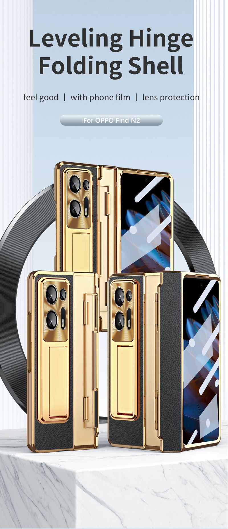 Pro Oppo Find N2 Luxusní obchodní multifunkční tvrzený ochranný kryt obrazovky, držák fólie na telefon, kryt_voghion.com