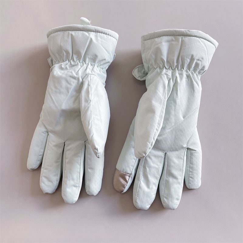 Gants de cyclisme en velours épais pour femmes, index tactile, vélo électrique d'hiver, mignons gants en coton chauds, coupe-vent et froids_voghion.com