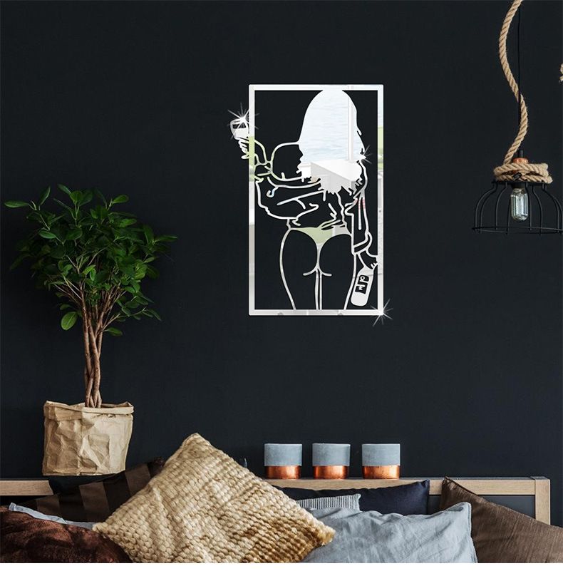 Acryl-Wandaufkleber mit Linien, schöne Frauensilhouetten, selbstklebende Hintergrundwände, Wohnzimmer, Schlafzimmer,_voghion.com