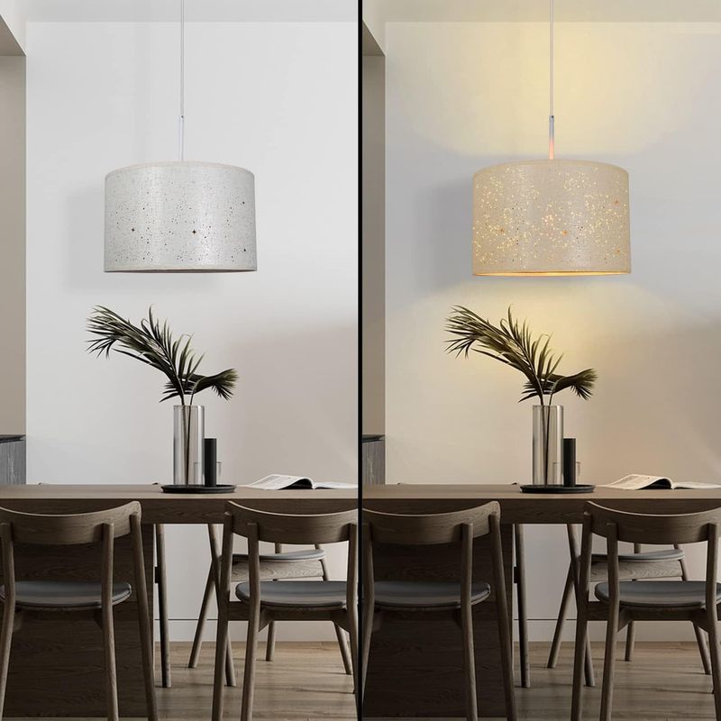 Glitzerlife Pendelleuchte Esstisch Hängeleuchte Esszimmer - Ø38CM Moderne Hängelampe Mit Lampenschirm Aus Stoff E27 Fassung Pendellampe Im Sternenhimmel Design_voghion.com