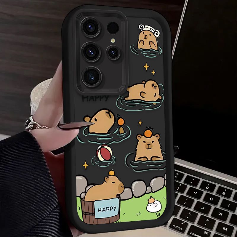 Piękne miękkie silikonowe etui Capybara do Samsung Galaxy S25 S24 S23 Ultra S22 S21 Plus FE 5G A54 A34 A14 A73 A53 A33 5G tylna obudowa_voghion.com