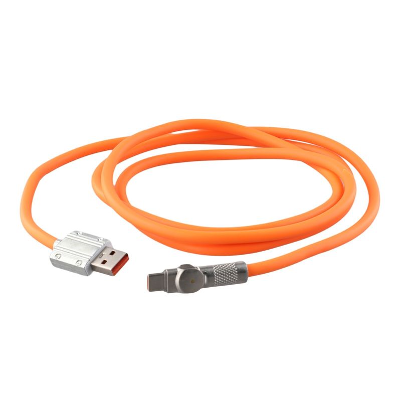 Stylish Orange Color USB Mobile Phone Data Cable With Strong Durability_voghion.com