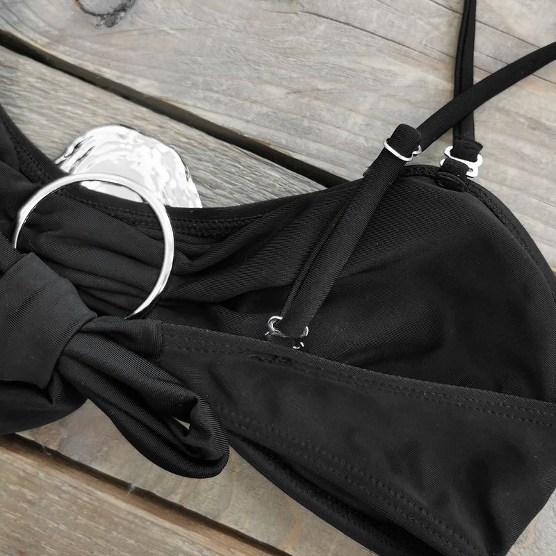 Sexy 3-teiliges Bikini-Set für Damen – Tube-Top und hochgeschnittener Badeanzug (europäischer und amerikanischer Stil, einfarbig)_voghion.com