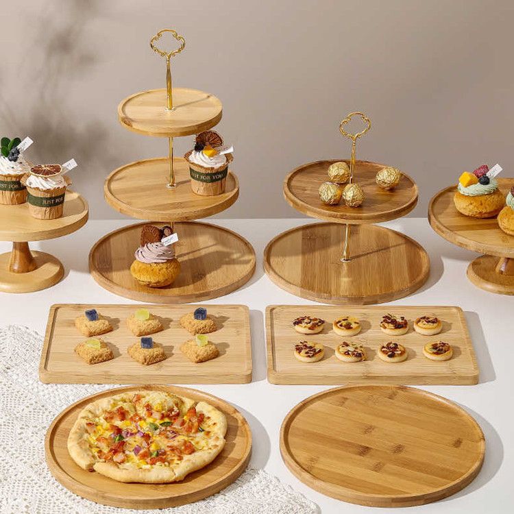 2-Tier Wooden Cake Stand - Premium Dessert Display For Fruits Candy & Pastries - Multi-Level Serving Tray_voghion.com