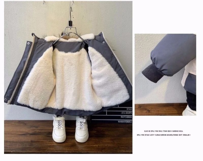 Vinter drengefrakke 2024 Ny babypelskrave Hættebomuld Plus Velvet Thicken Varm jakke til børn Parka 2-8 år Børnetøj_voghion.com