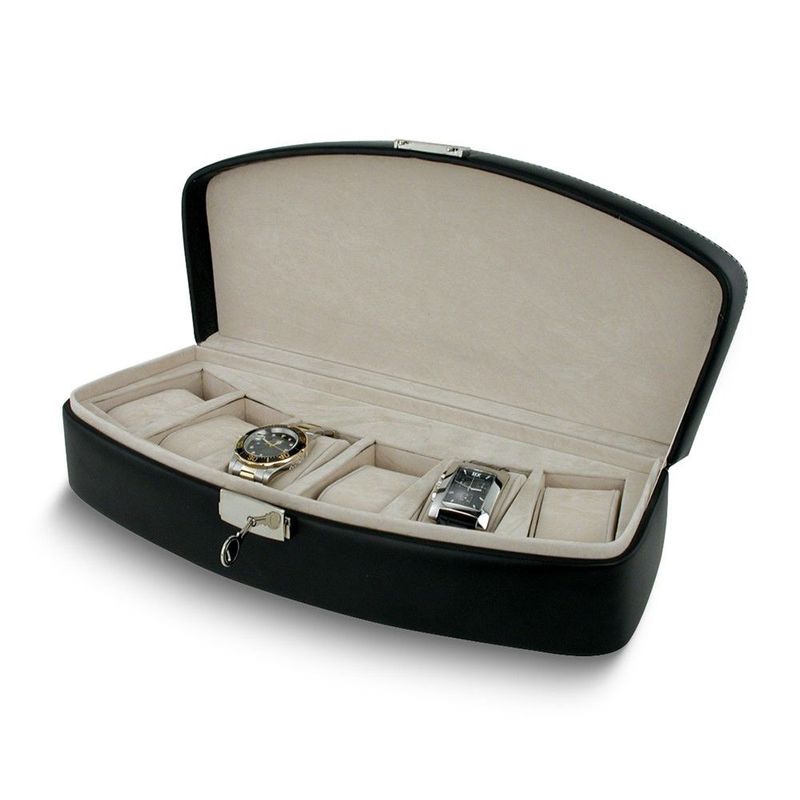 Black Leather Locking 6-Watch Case_voghion.com