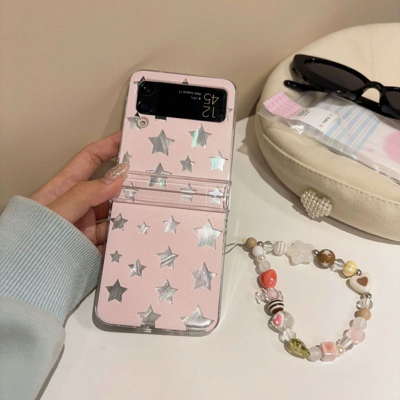 Feather hollow star for Samsung zflip5 folding screen phone case GalaxyZFLIP3/4 protective case_voghion.com
