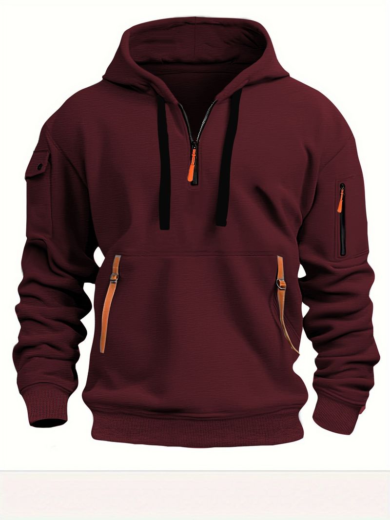 Modischer Herren-Freizeitsport-Pullover mit mehreren Reißverschlüssen, modischer und trendiger Fleece-Hoodie_voghion.com