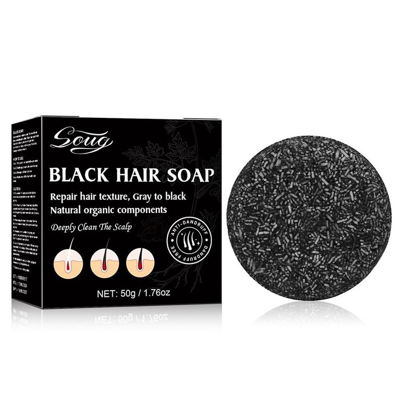 Nouveau shampooing assombrissant pour cheveux Polygonum haut de gamme 50 g en barre de savon couleur naturelle pour cheveux blancs et gris au cuir chevelu noir traitement soins capillaires_voghion.com