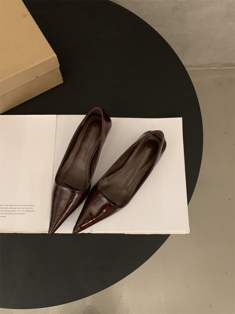 Scarpe singole rosse con punta a punta, in stile francese, per donna, stagione primavera e autunno 2025, eleganti, nere, sottili_voghion.com
