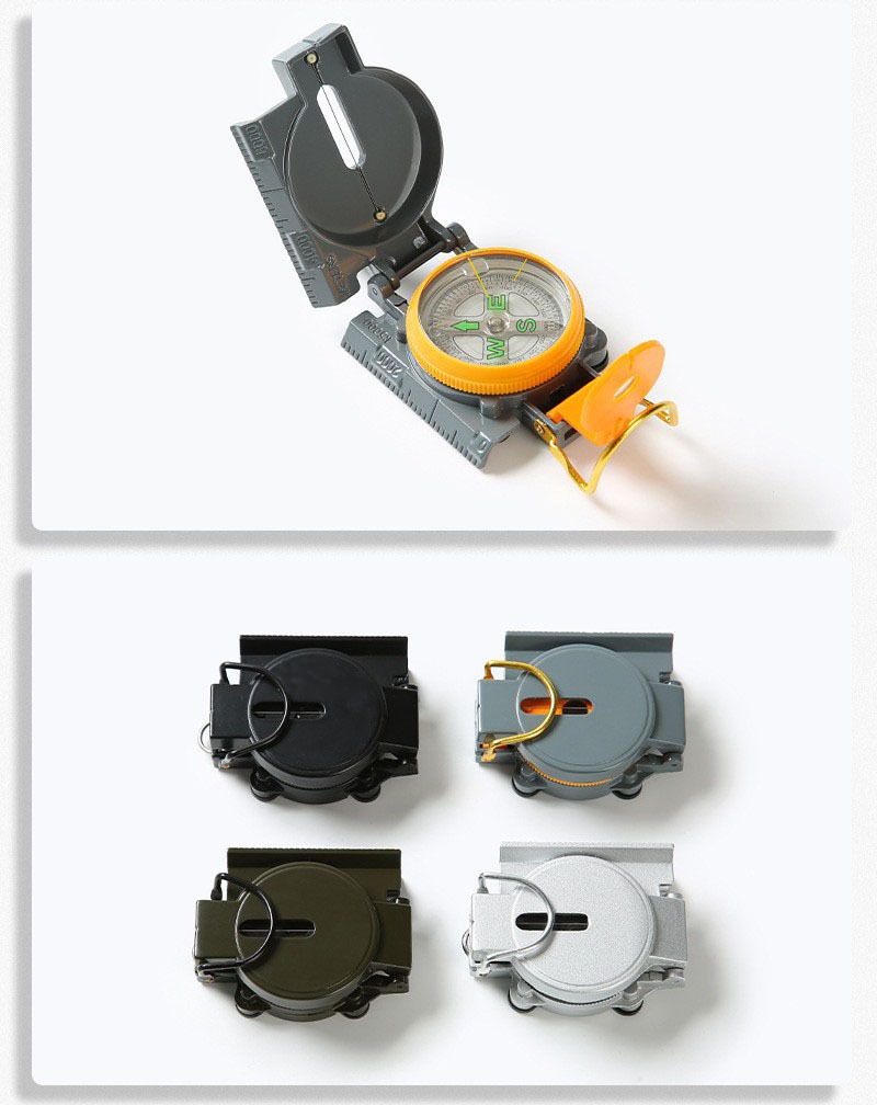 Brújula multifuncional de aleación de aluminio con tapa abatible estilo americano para senderismo y acampada, equipo para exteriores._voghion.com