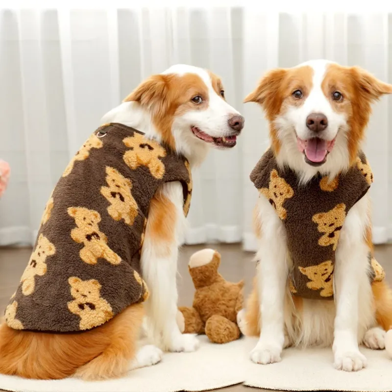 Pigiama di peluche con grazioso maglione caldo a forma di orso, realizzato in morbido pile, comodo pigiama per cani di grossa taglia, invernale, dalla 3XL alla 9XL, di PawParty Store_voghion.com