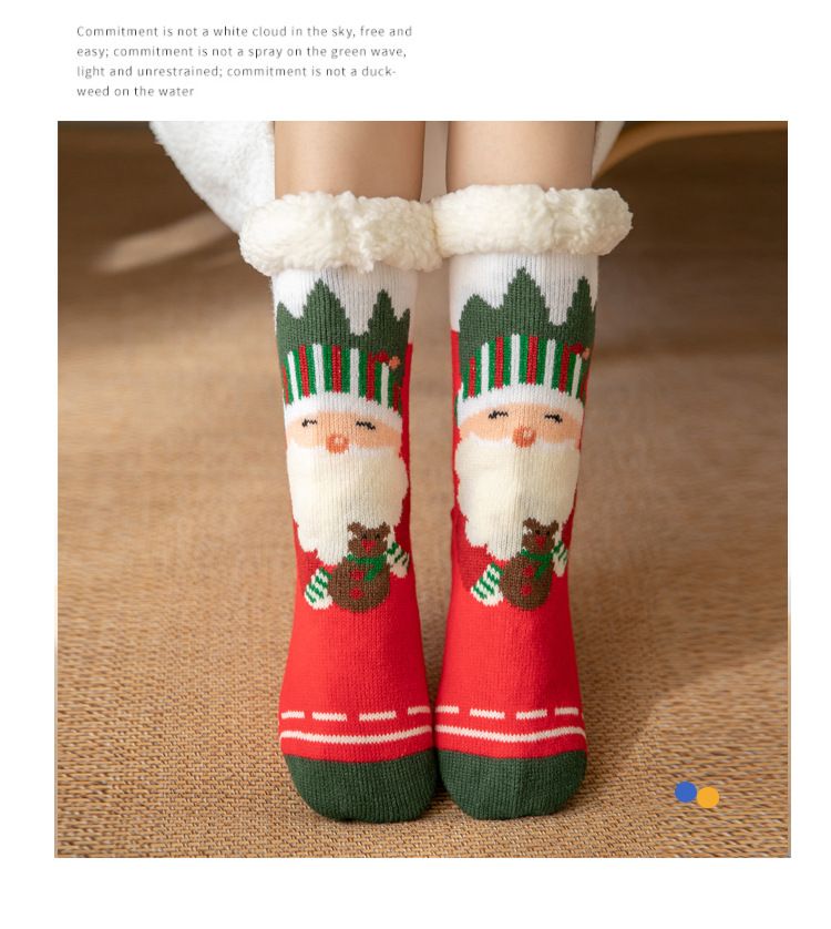 Calzini per dormire in velluto corallo per la casa, coprigambe, per bambini, in peluche, per pavimento di Natale, inverno, neve, luna_voghion.com
