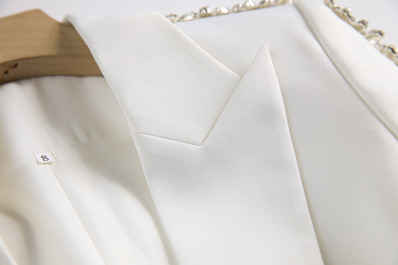 Giacca da abito di media lunghezza, resistente e di alta qualità, da donna, pantaloni a gamba larga, pantaloni alla moda, strass, abito INS caldo in due pezzi_voghion.com