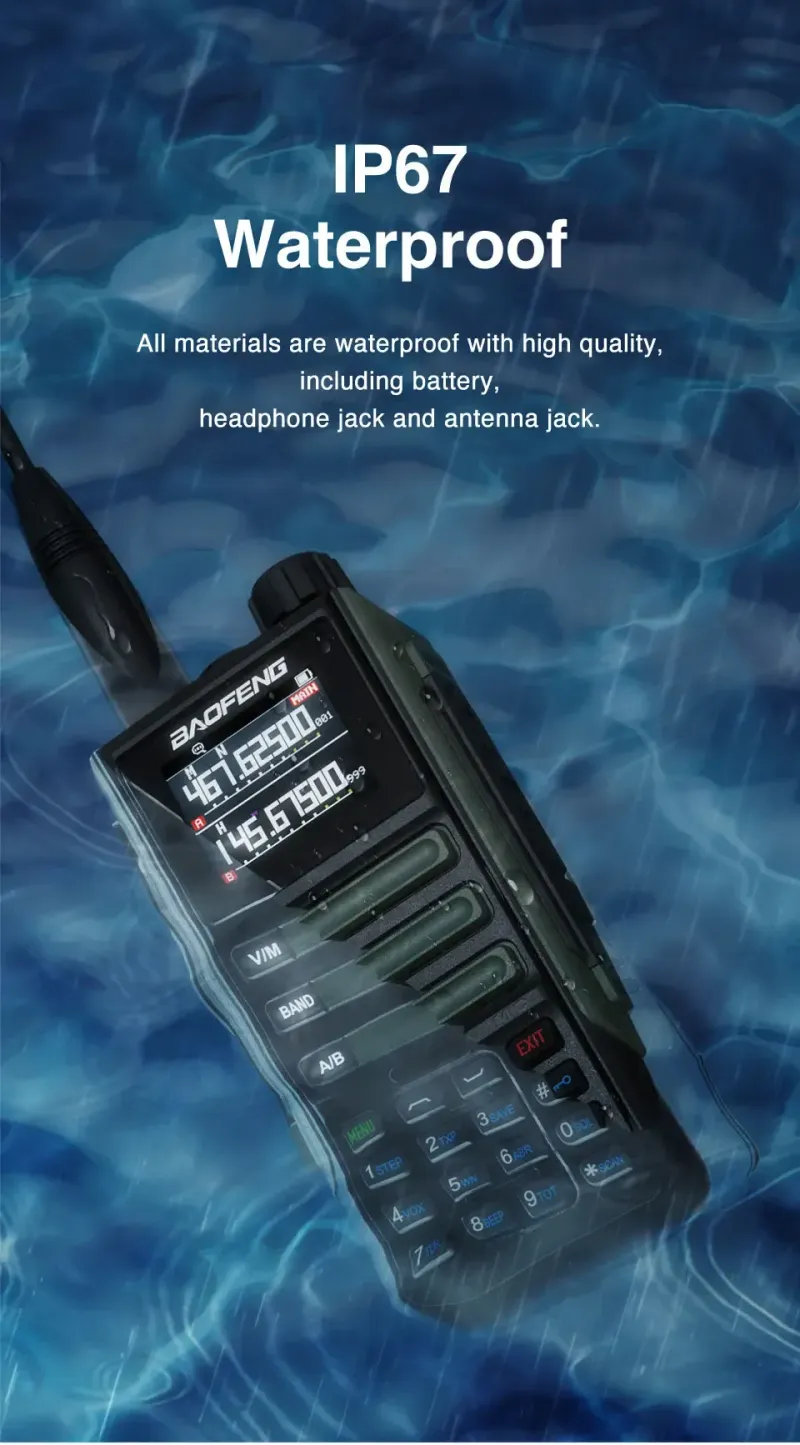Baofeng Walkie-Talkie UV-16M V2 15W Long Range Portable 999 Channel Ham FM UHF VHF USB-C Charge Two-Way Waterproof_voghion.com