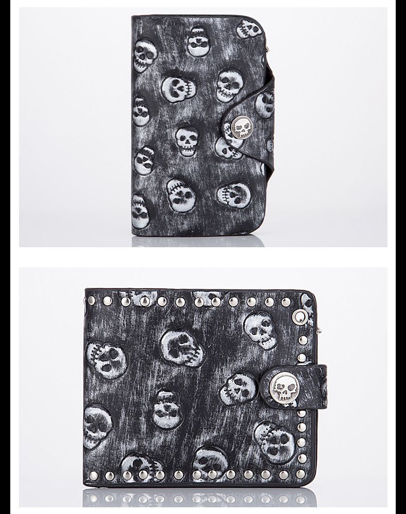 Herren Brieftasche Persönlichkeit Punk Brieftasche Schädel Multi-karte Münze Geldbörse Anti-diebstahl Kette_voghion.com