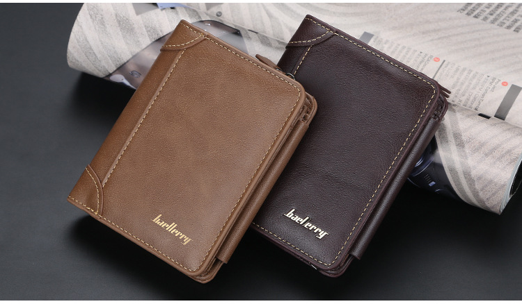 Baellerry Brieftasche Herren Kurze europäische und amerikanische Multi-Karten-Position Trifold Zipper Zero Wallet Mode dünne Kartentasche Männer_voghion.com