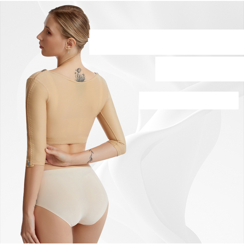 Women's clothing Slender arms, gathered breasts, chest support, arm zipper design, bundled shapewear_voghion.com