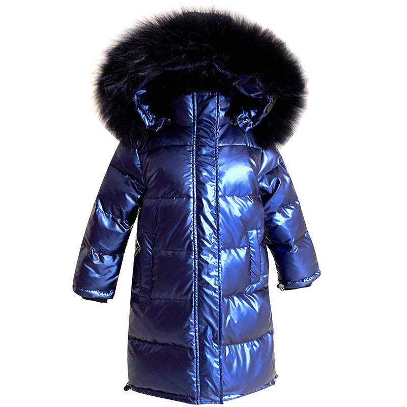 Kinderkleidung Neue Kinder-Daunenjacke für Mädchen und Jungen, mittellang, verdickter großer Pelzkragen, mittelgroße Kinder-Winterjacke, waschfrei_voghion.com