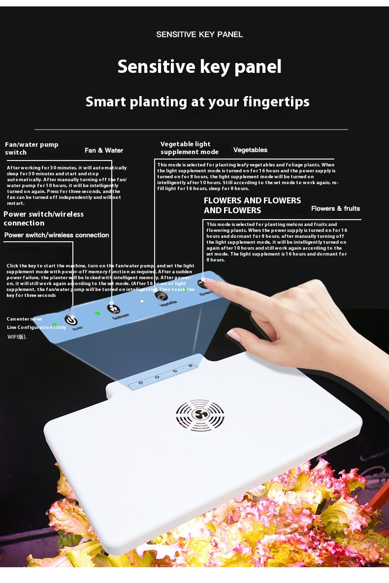 Máquina de plantio hidropônico inteligente com WIFI Equipamento hidropônico de vegetais domésticos Máquina de cultivo sem solo com luz de preenchimento doméstico_voghion.com
