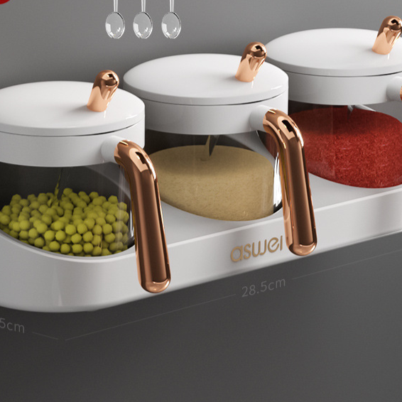 Gewürzbox Küchenbedarf Wandmontierte Gewürzaufbewahrung Salz Msg Salzglas Haushaltsgewürzflaschen-Kombinationsset_voghion.com