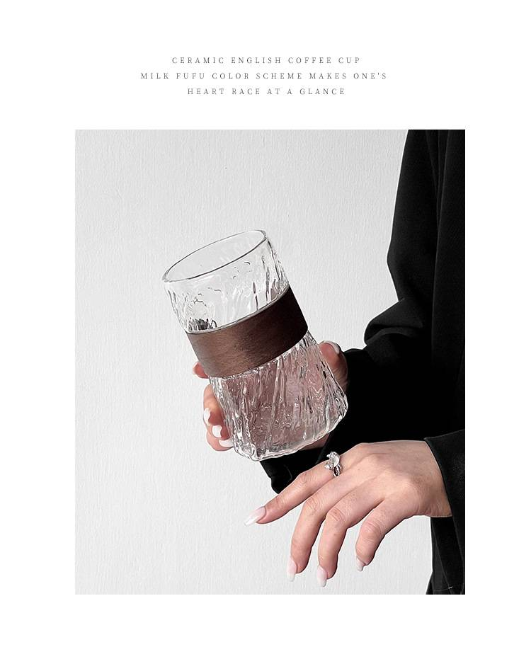 Hitzebeständige Kaffeetasse aus Glas mit hängendem Ohr, transparent, mit Tassenhülle, Eisbecher, amerikanische Tasse, Retro, hochwertiger Becher aus Borosilikatglas_voghion.com