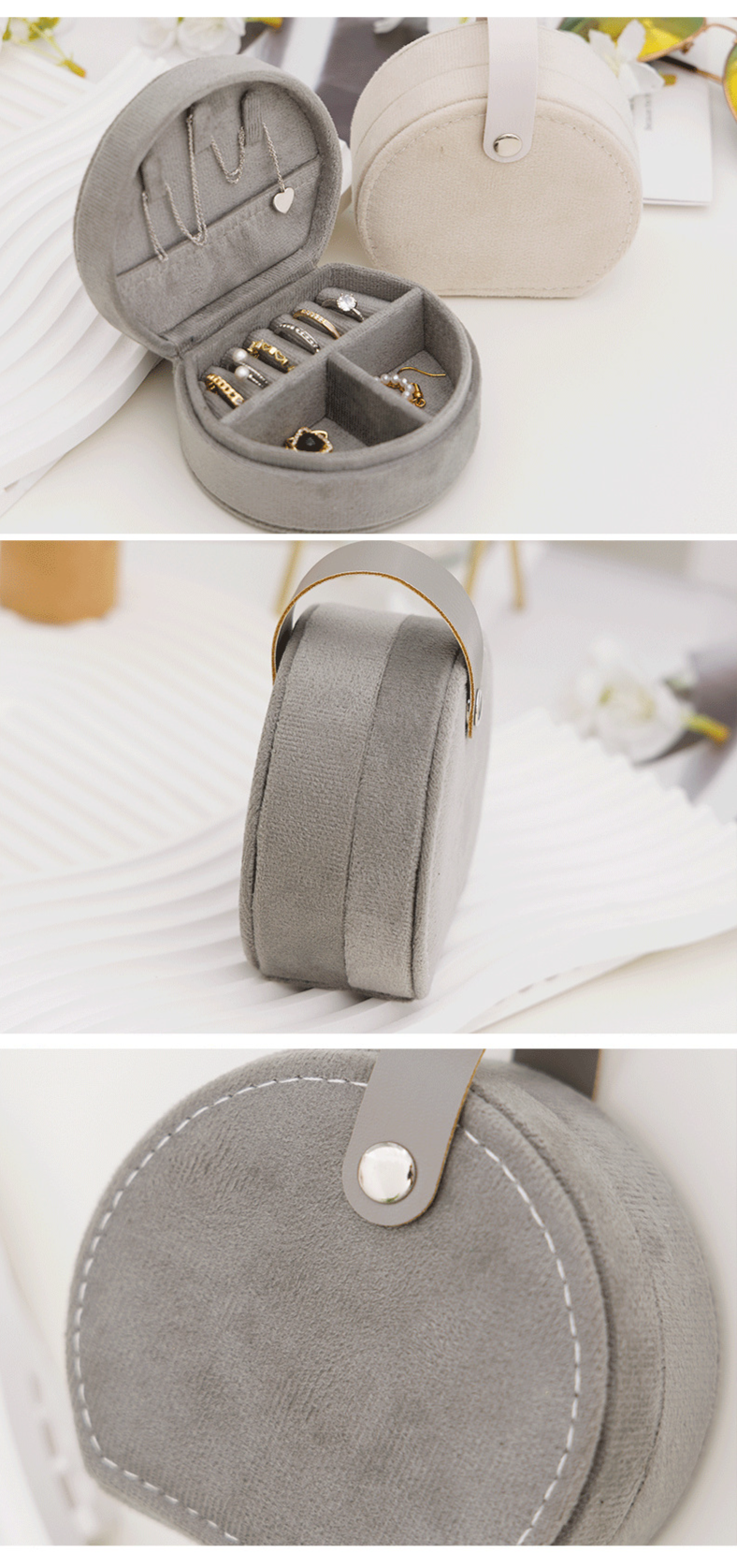 Elegant Velvet Jewelry Box - Portable Mini Storage For Necklaces, Rings, Earrings & Accessories, Soft Lining, Compact & Stylish (10x9x5cm)_voghion.com