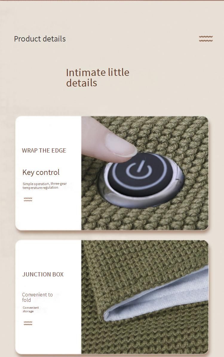 Graphene Heating Wearable Blanket - 5V Electric Heating Wrap For Knees, Waist, Shoulder & Back - Soft Cotton Blanket With 9-Temperature Settings_voghion.com