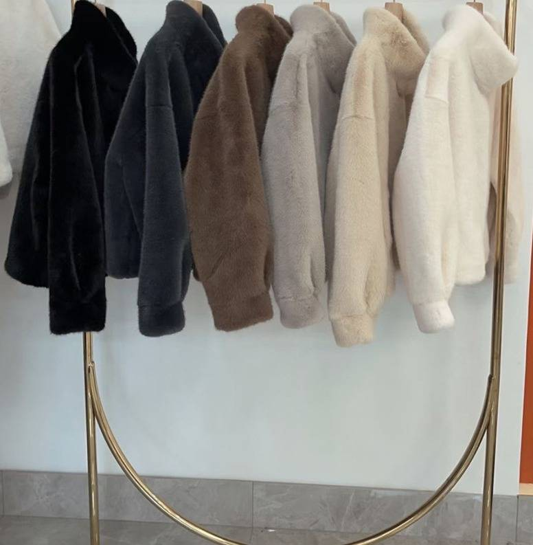 Luxury Faux Mink Coat – Windproof Stand Collar Winter Jacket, Snow-Like Plush Fur, Warm & Elegant For Women (Gray, White, Brown, Black, Beige)_voghion.com